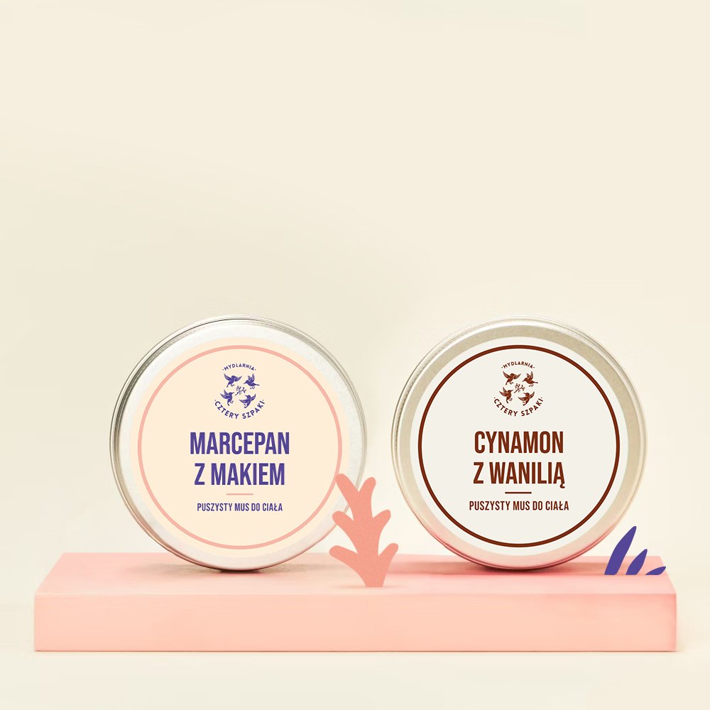 Dwa puszyste musy do ciała w aluminiowych puszkach