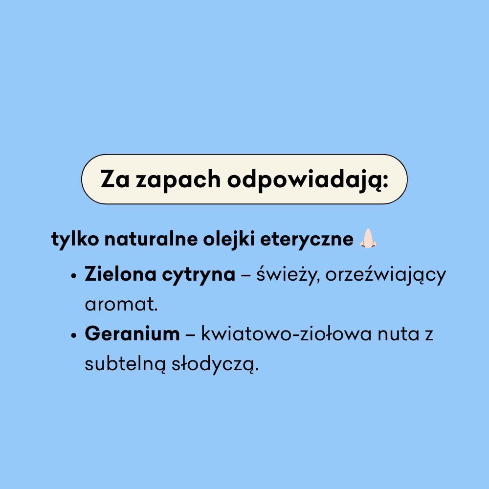 Balsam do ciała w kostce, za zapach odpowiadają tylko naturalne olejki eteryczne: zielona cytryna, geranium.