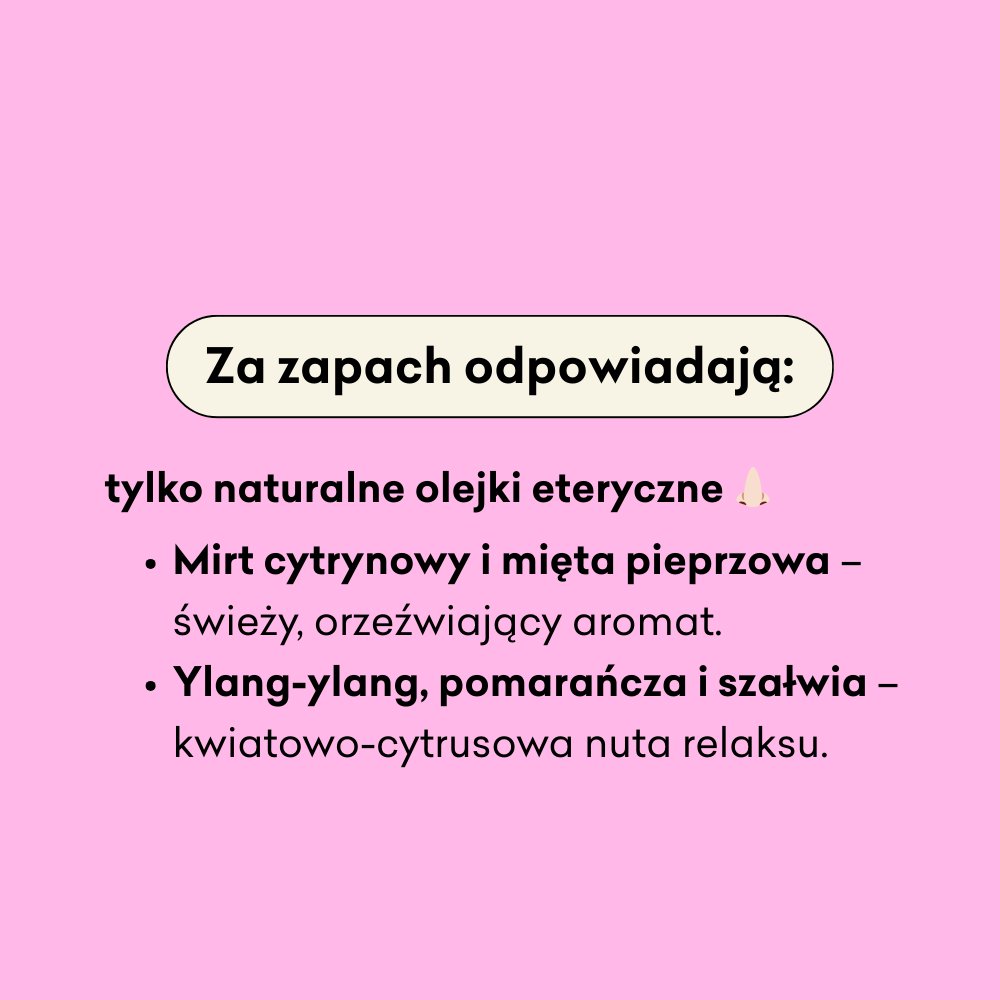 Dwupak maseczek do twarzy, za zapach odpowiadają tylko naturalne olejki eteryczne: mirt cytrynowy, mięta pieprzowa, ylang-ylang, pomarańcza i szałwia.