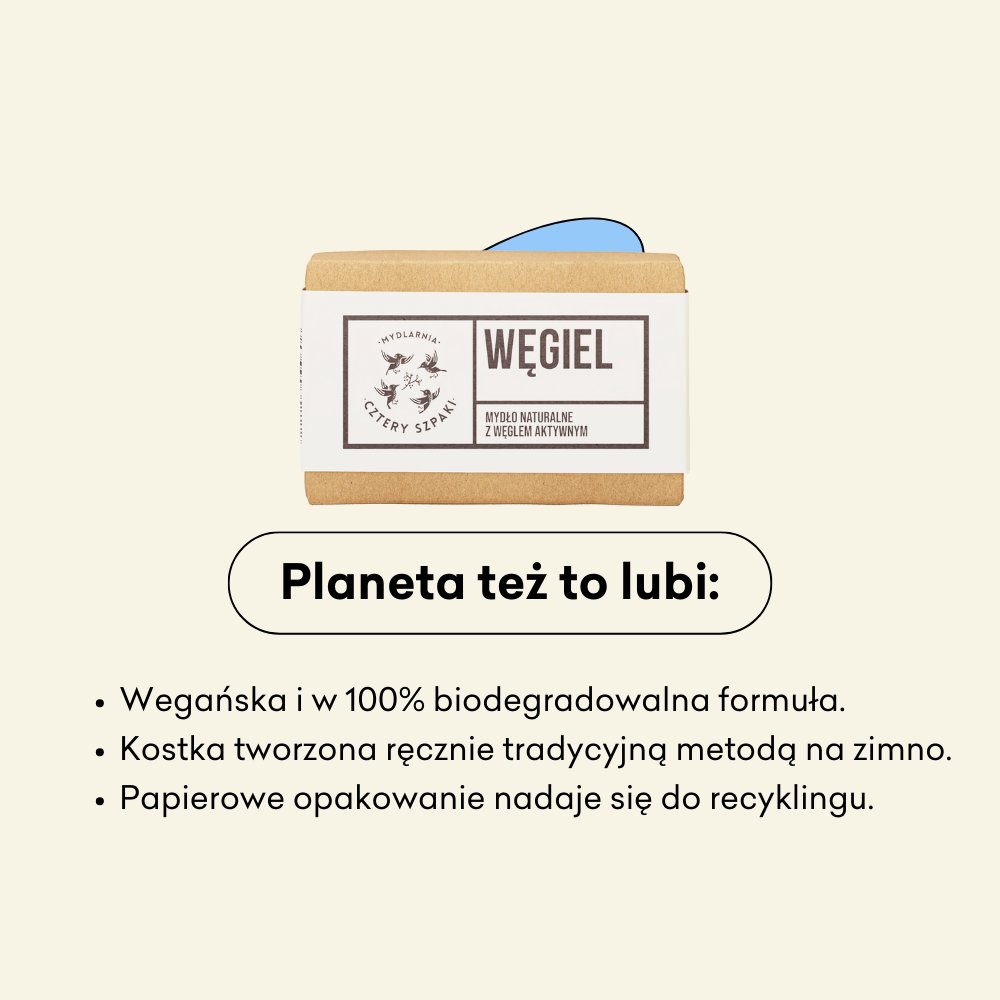 Naturalne mydło w kostce - Węgiel wegańska w 100% biodegradowalna formuła.