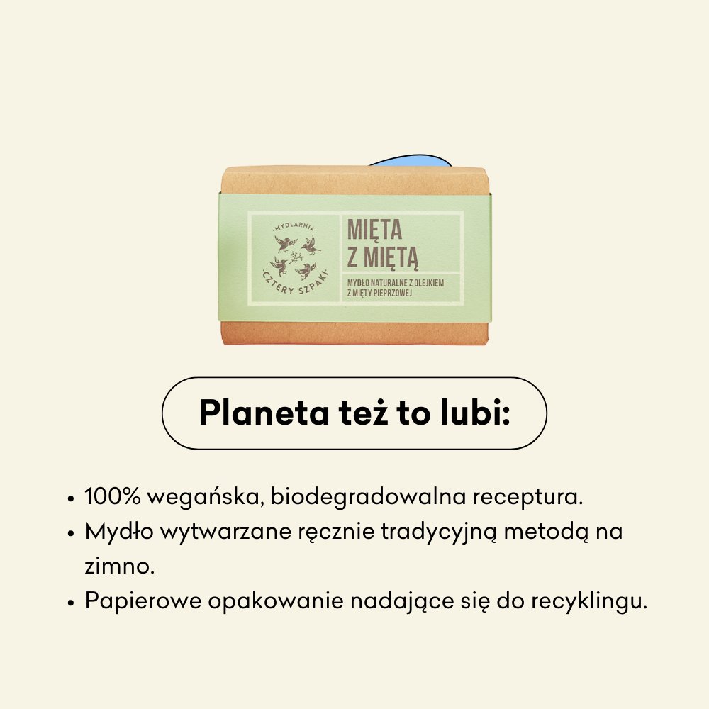 Mięta z Miętą - naturalne mydło w kostce, 100% wegańska, biodegradowalna receptura.