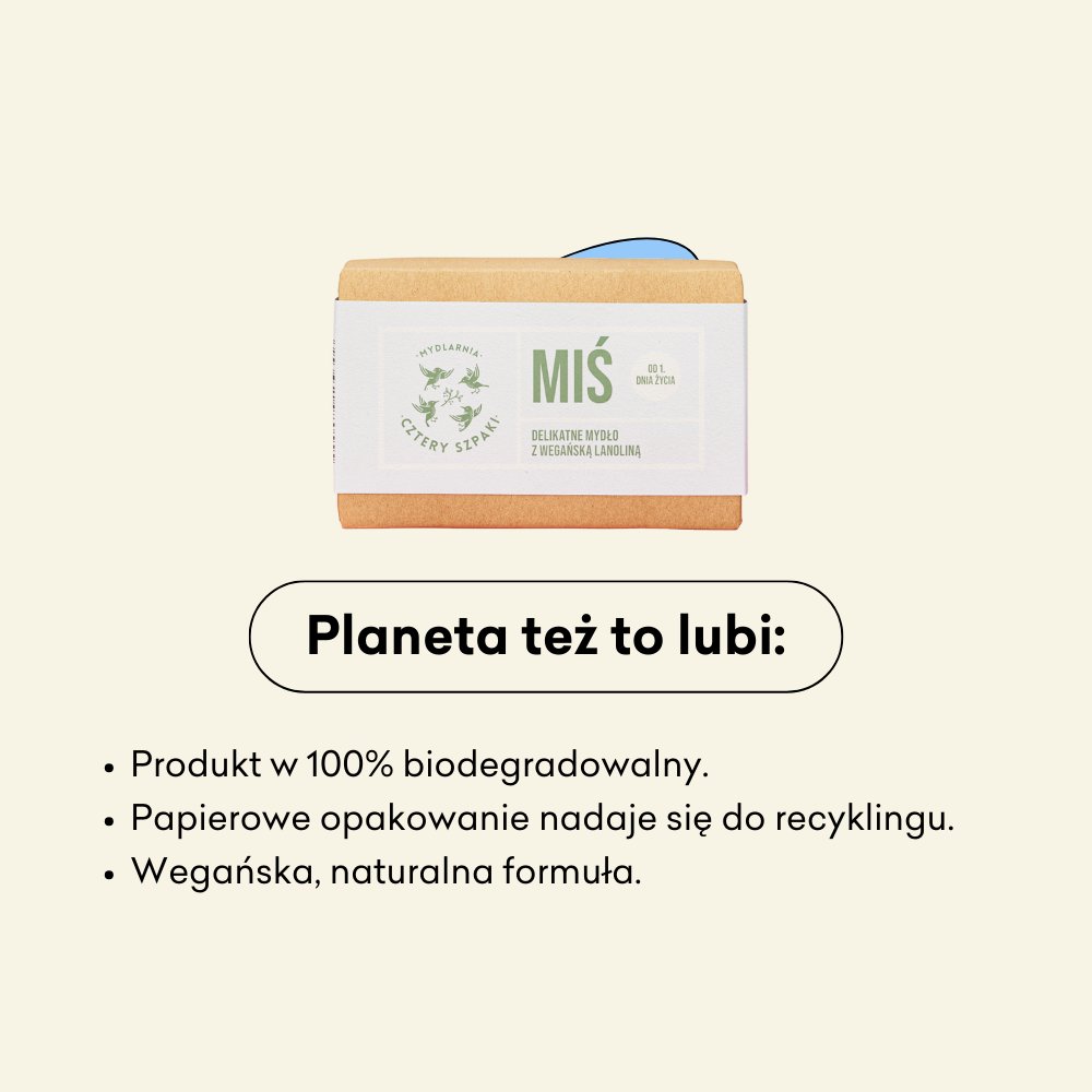 Miś z wegańską lanoliną - naturalne mydło w kostce w 100% biodegradowalne.