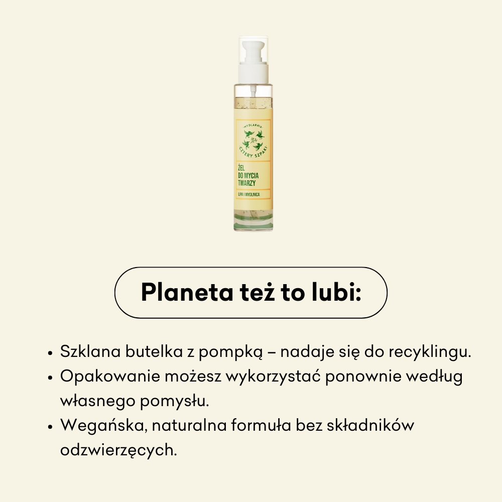 Lipa i Mydlnica - żel myjący do twarzy, wegańska, naturalna formuła.