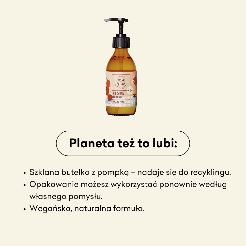 Mydło w płynie Pieczone Jabłko to wegańska i naturalna formuła. 