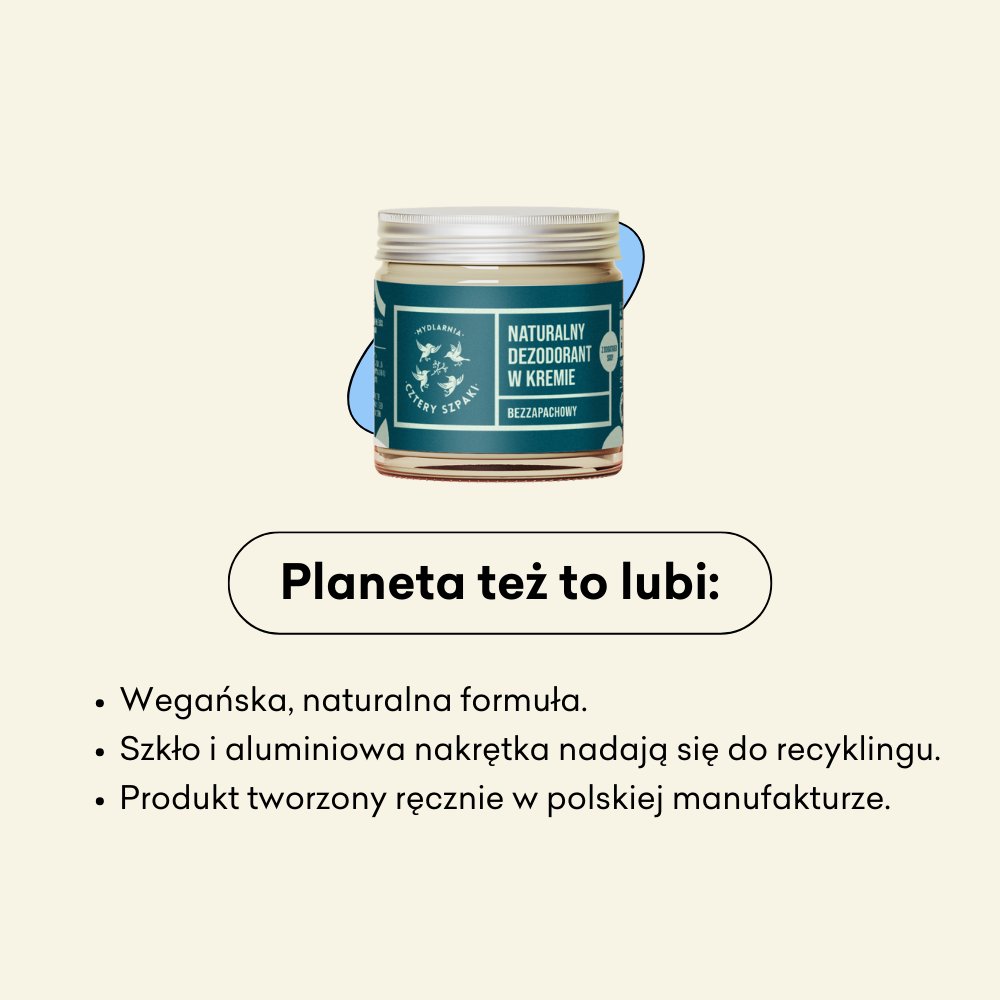 Naturalny dezodorant w kremie bezzapachowy z dodatkiem sody wegańska, naturalna formuła.