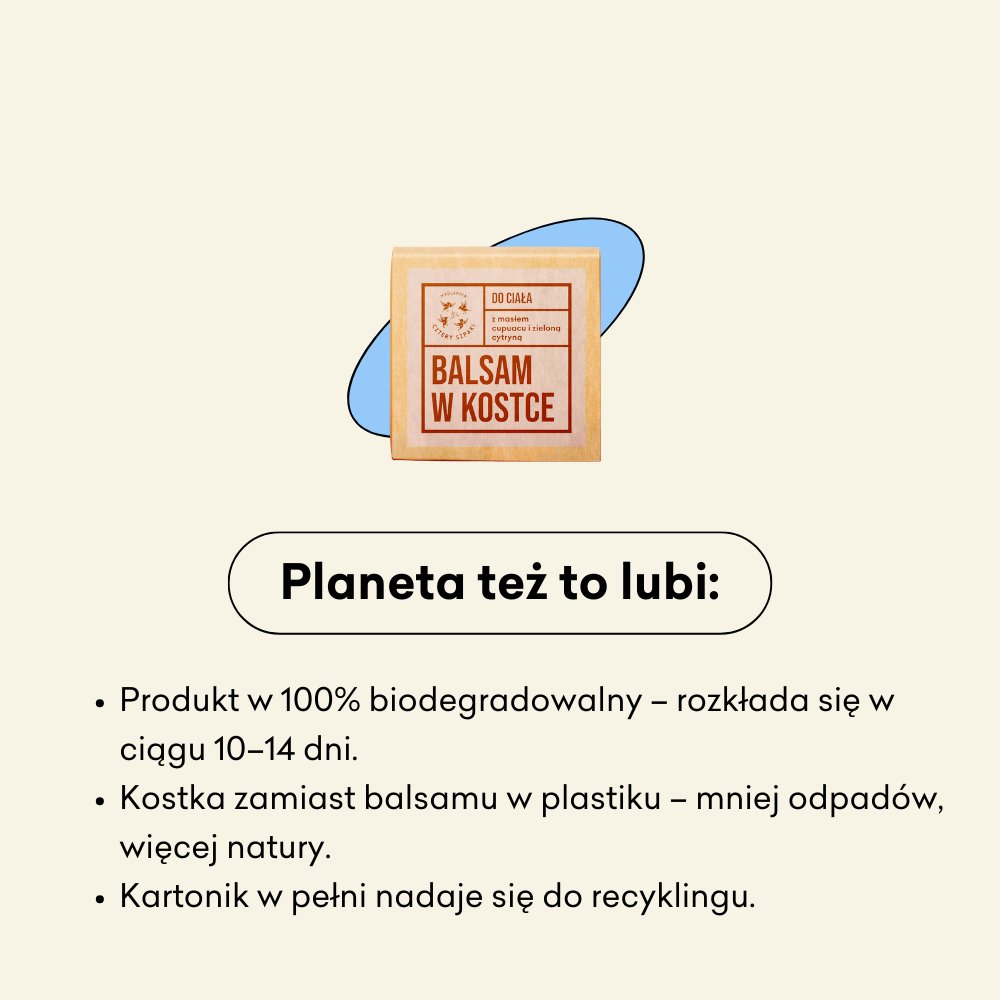 Balsam do ciała w kostce, produkt w 100% biodegradowalny.