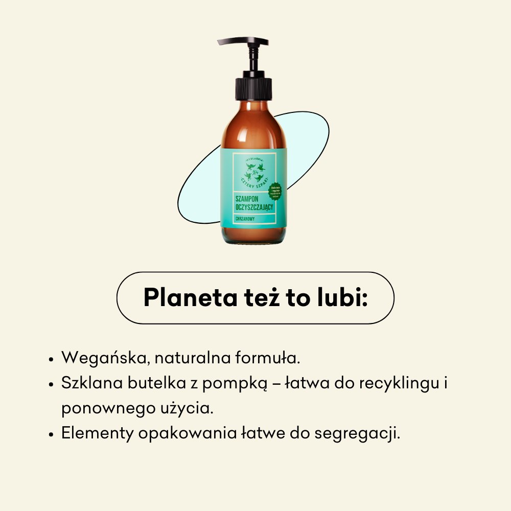 Szampon oczyszczający Chrzanowy wegańska, naturalna formuła.
