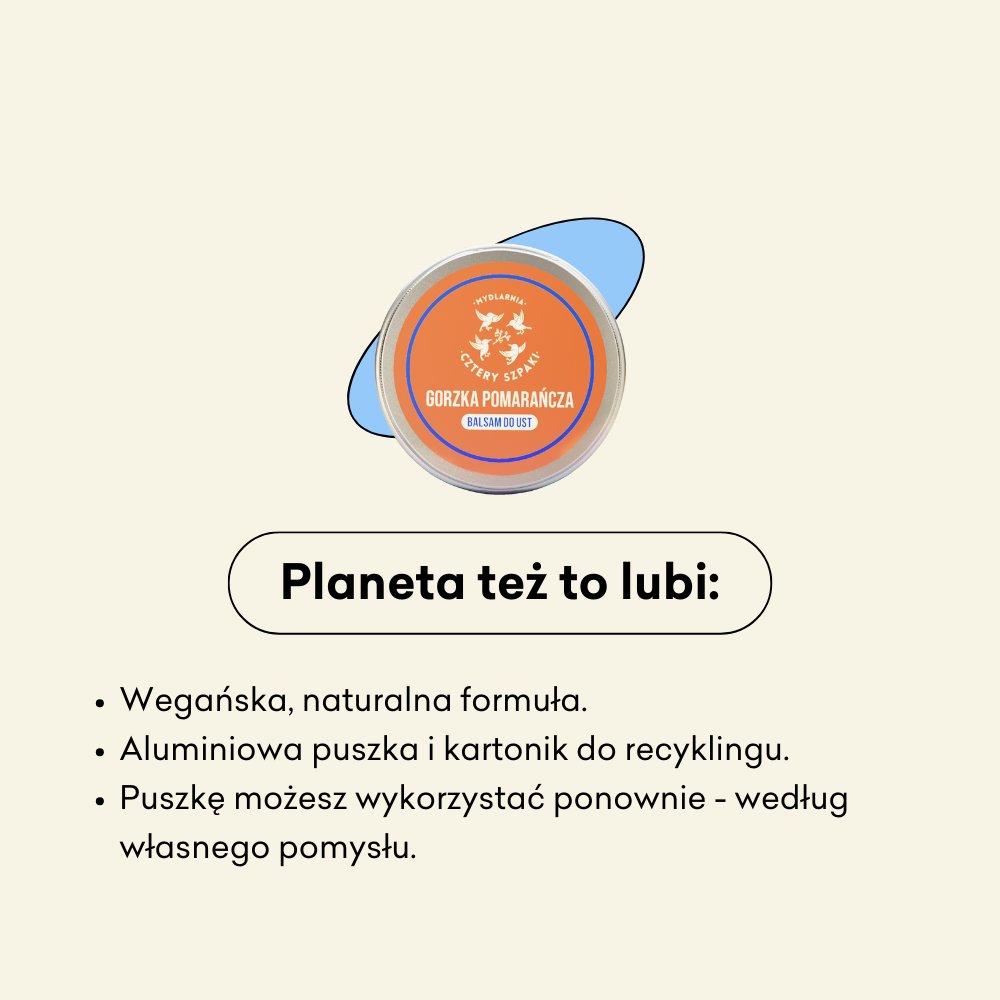 Gorzka Pomarańcza - balsam do ust, wegańska, naturalna formuła.