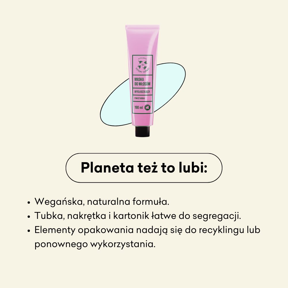 Maska do włosów Pokrzywowa to wegańska i naturalna formuła. 