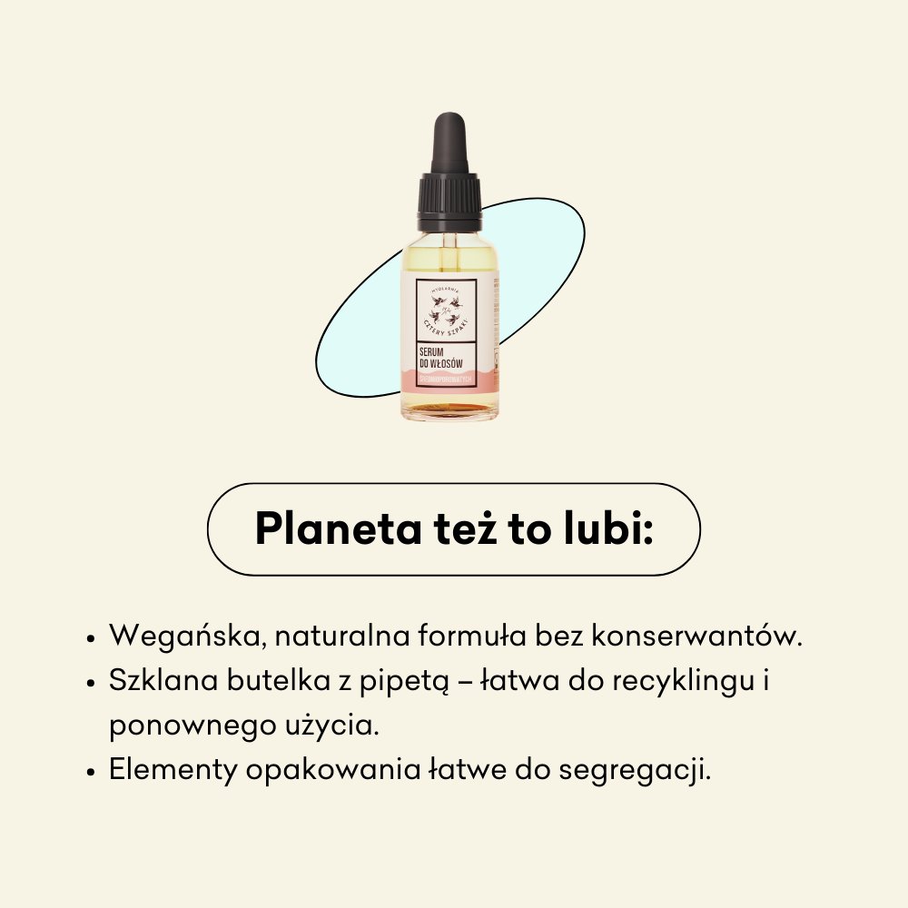 Serum do włosów średnioporowatych wegańska, naturalna formuła.