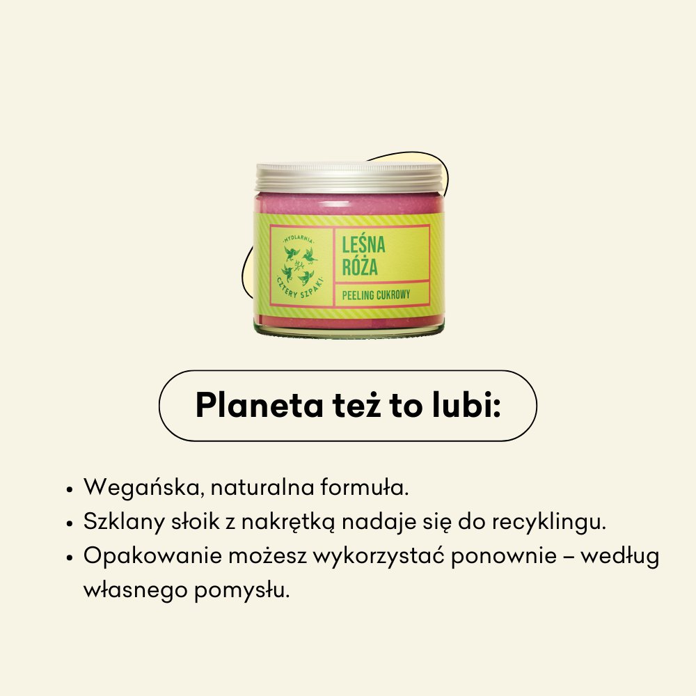 Leśna Róża - peeling cukrowy, wegańska, naturalna formuła.