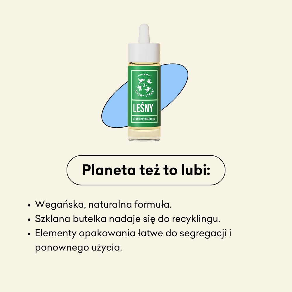 Olejek do pielęgnacji brody Leśny w szklanej butelce z pipetą 30 ml i papierowy kartonik