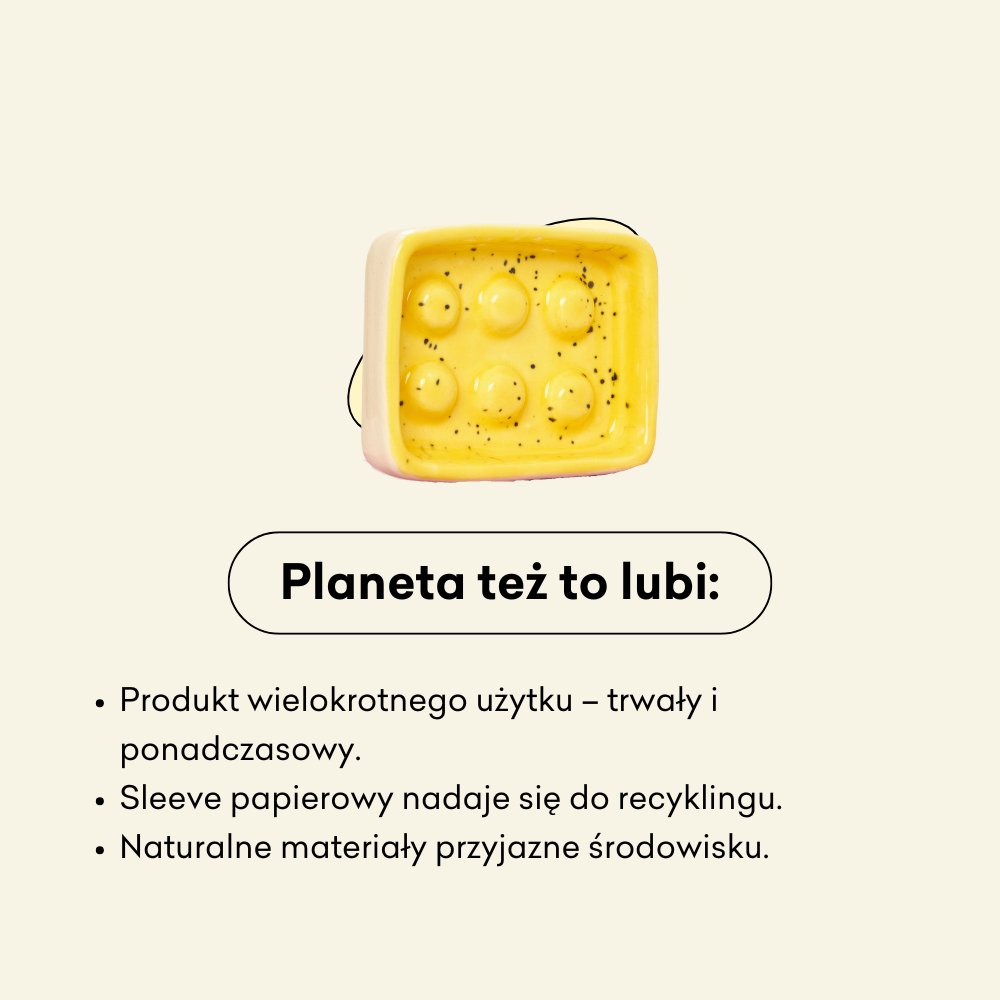 Ceramiczna mydelniczka z pracowni Baobab - prostokątna wielokrotnego użytku.