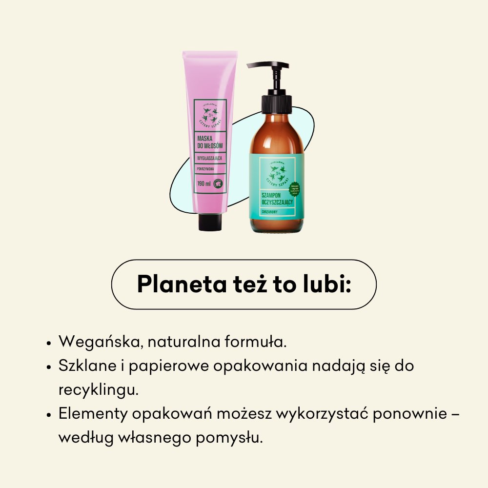 Włosopak wygładzający wegańska, naturalna formuła.