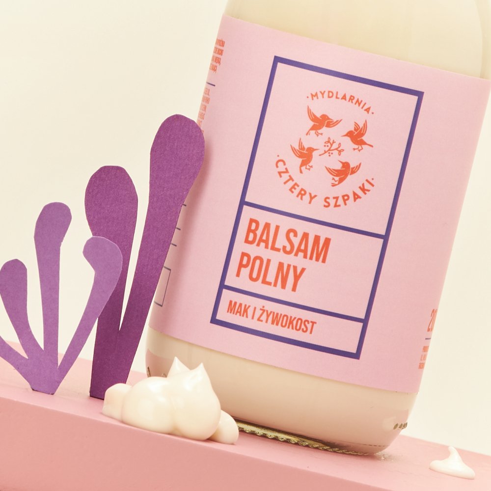  Balsam do ciała Mak i Żywokost w szklanej butelce z pompką 