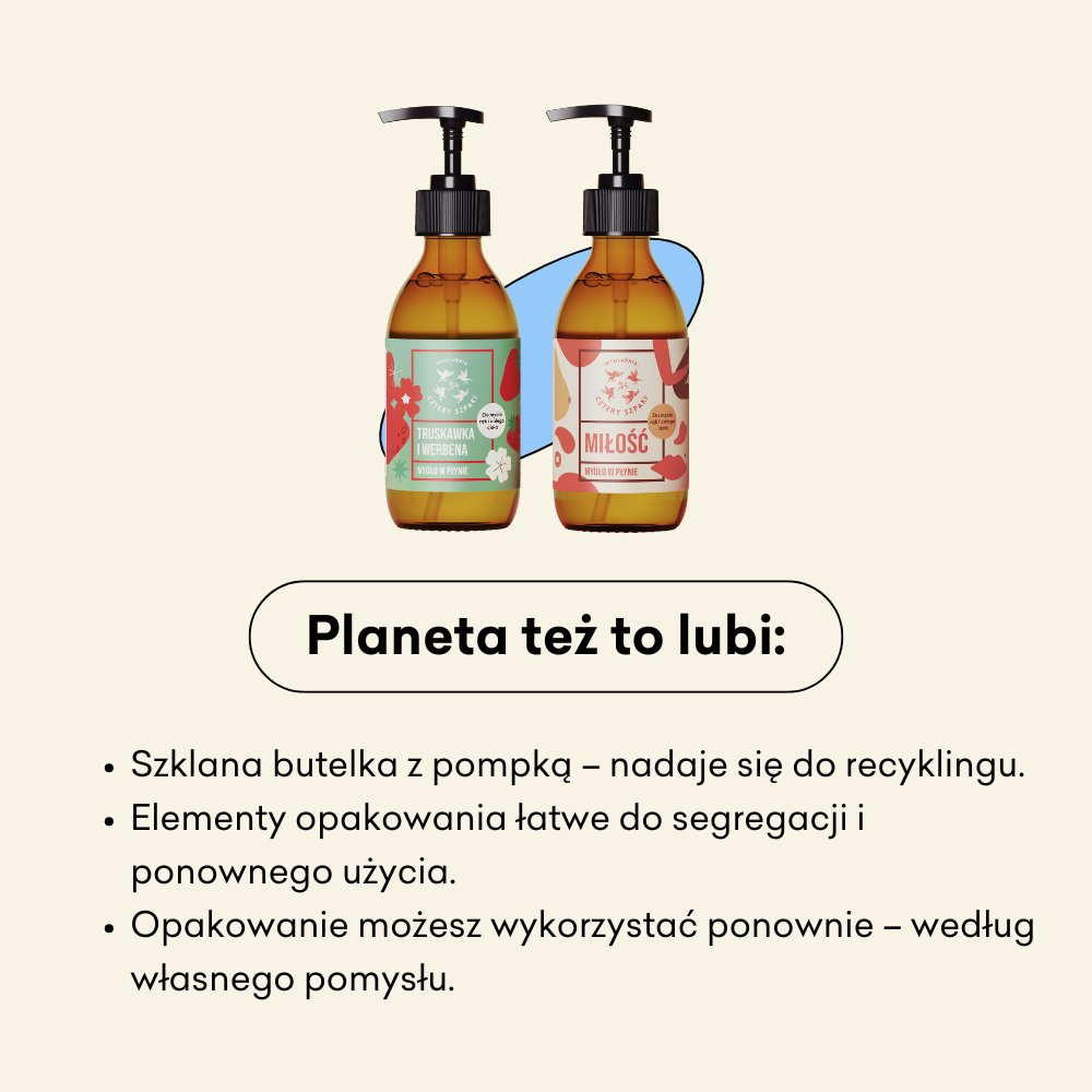 Dwupak mydeł w płynie w szklanych butelkach z pompką nadających się do recyklingu.