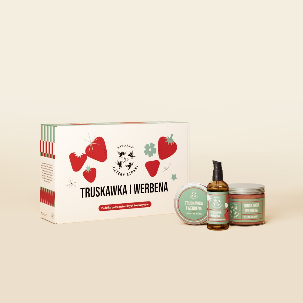 Zestaw Truskawka i Werbena – olejek, peeling i mus 4 Szpaki