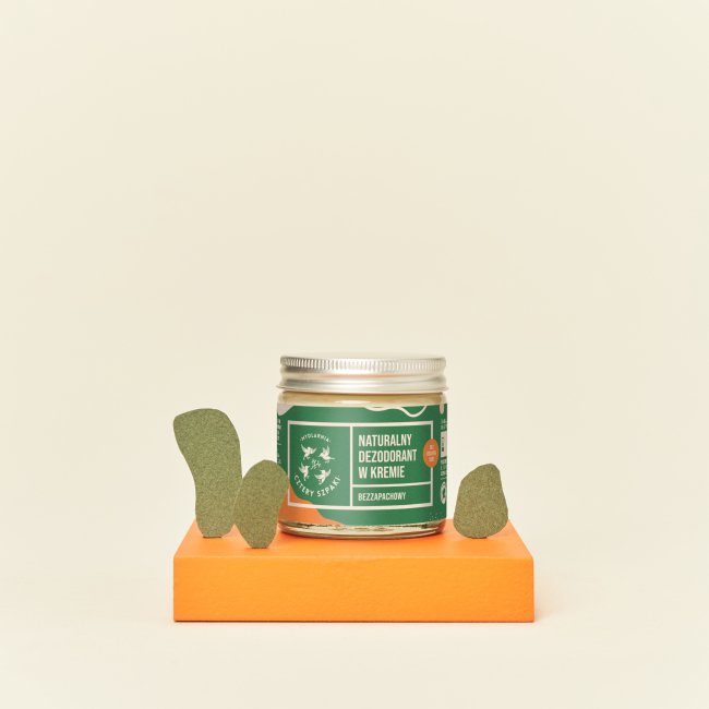 Delikatny dezodorant w kremie bezzapachowy bez dodatku sody w szklanym słoiczku 60 ml, 4 Szpaki