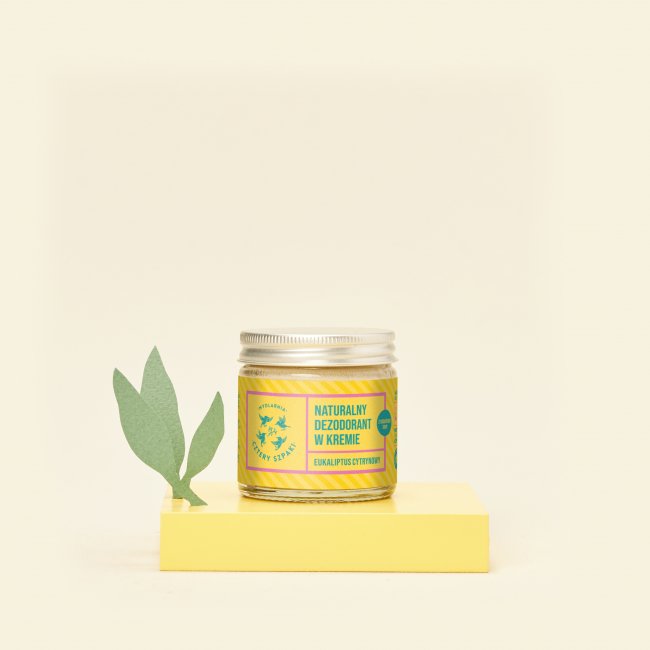 Naturalny dezodorant w kremie Eukaliptus Cytrynowy z ziemią okrzemkową w szklanym słoiczku 60 ml, 4 Szpaki