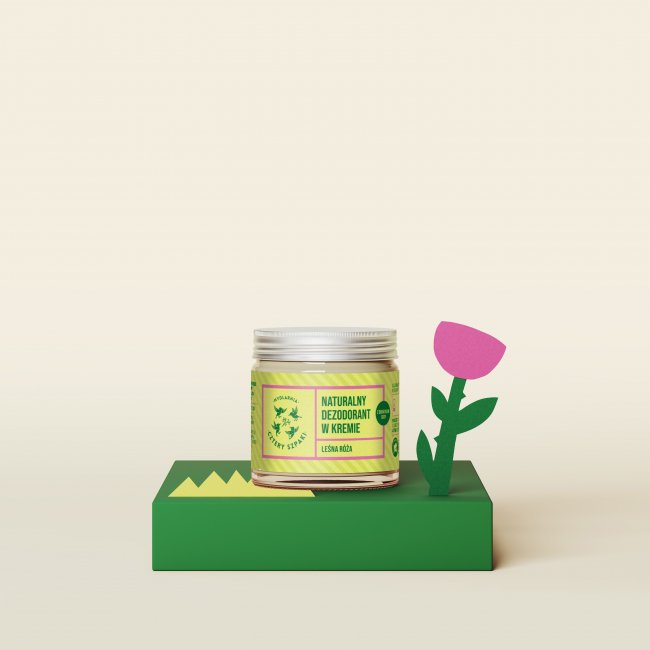 Naturalny dezodorant w kremie Leśna Róża z ziemią okrzemkową w szklanym słoiczku 60 ml, 4 Szpaki