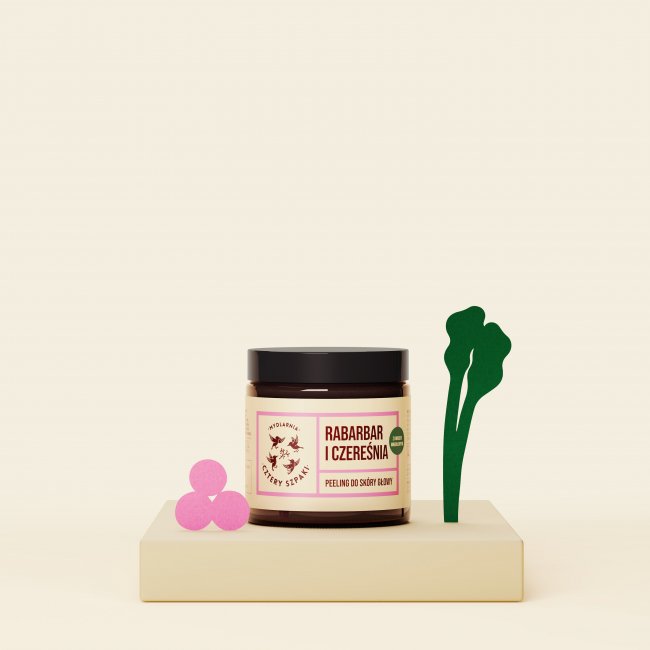 Peeling do skóry głowy z kwasem migdałowym - Rabarbar i czereśnia 120 ml, 4 Szpaki