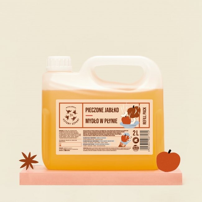 Naturalne mydło w płynie Pieczone Jabłko refill pack.